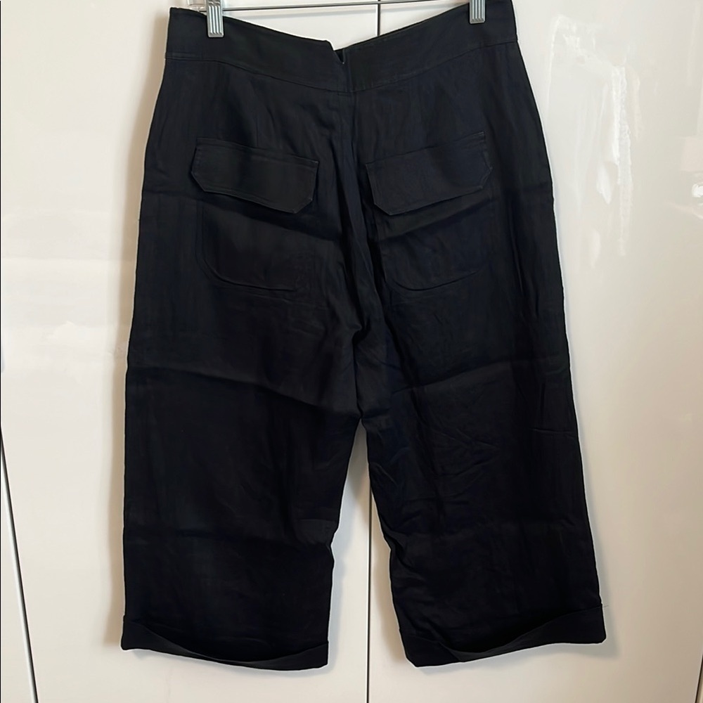 EQUIPMENT Kalil Linen Cropped Culotte Pants Folded Hem, Size 6 - Picture 8 of 16
